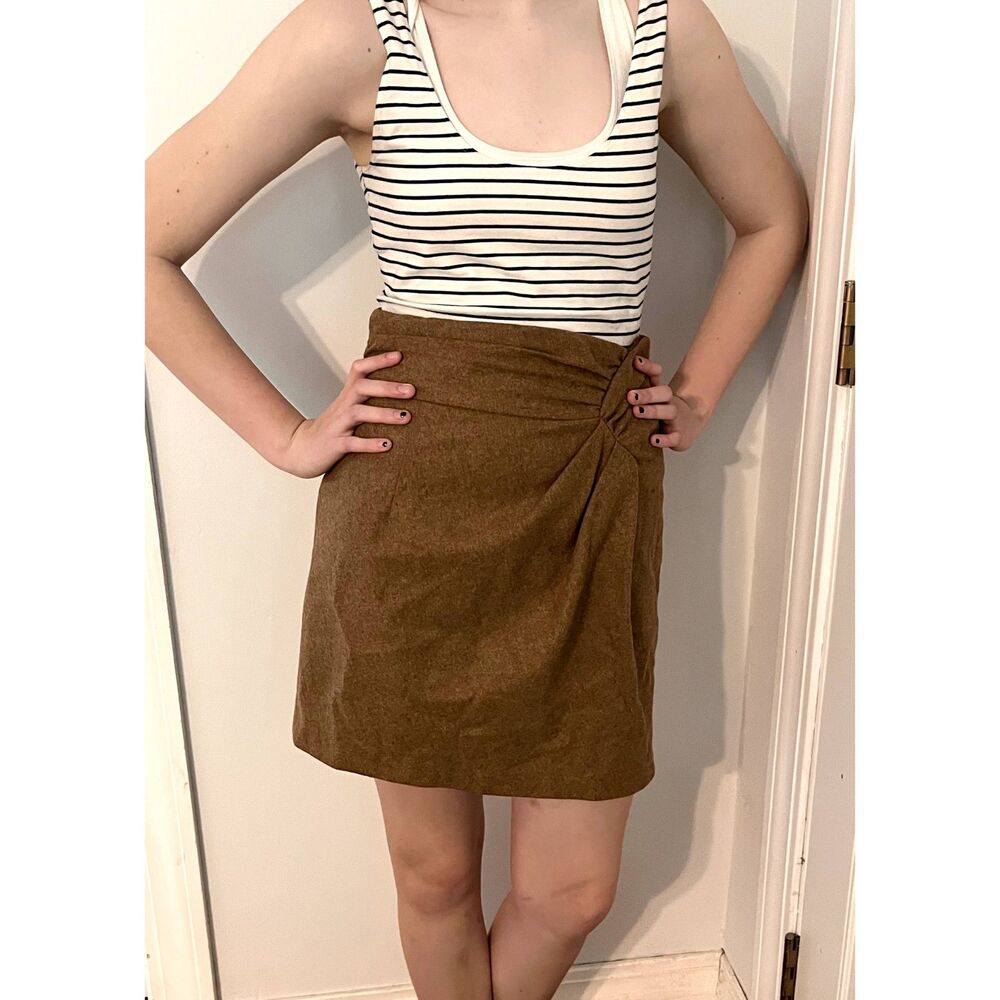 Nanette Lepore Wool Skirt Pencil Mini Brown size 4